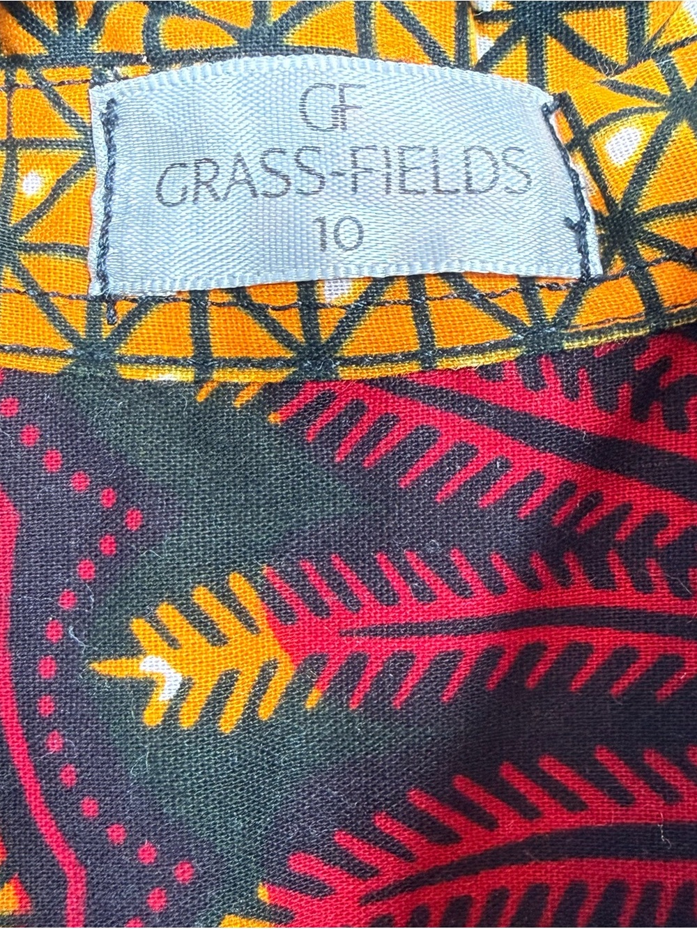 Grass-Fields Ankara African Belted Shirt Dress Long Sleeve Pockets Boho Size 10 - Picture 8 of 14